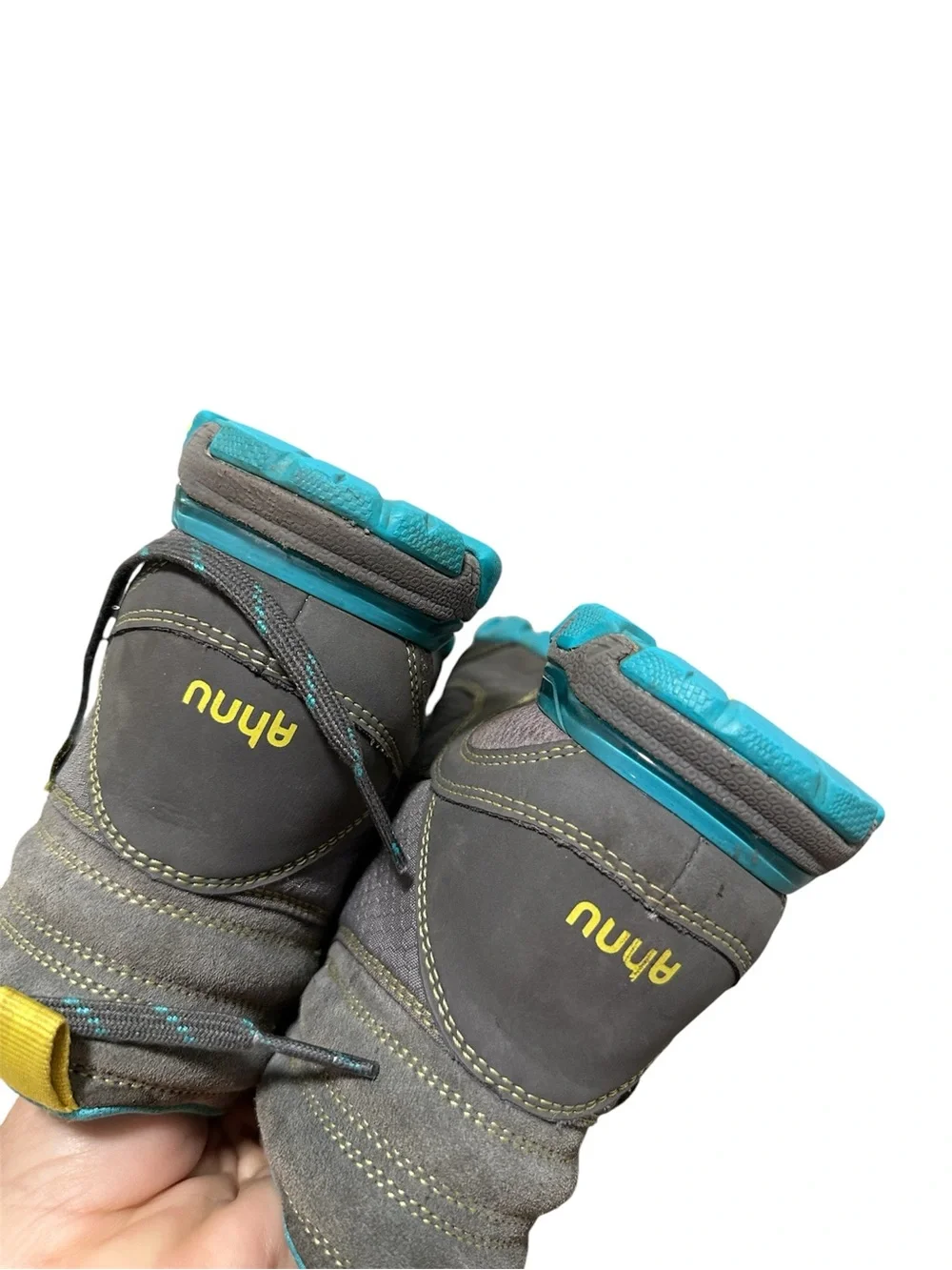 Ahnu Sugarpine Waterproof Hiking Boots Women's Size 7 Gray Turquoise F19114G
